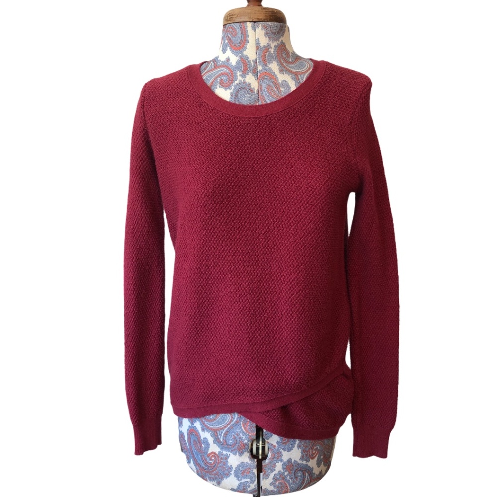 Madewell Textured Mock Wrap Cotton Sweater